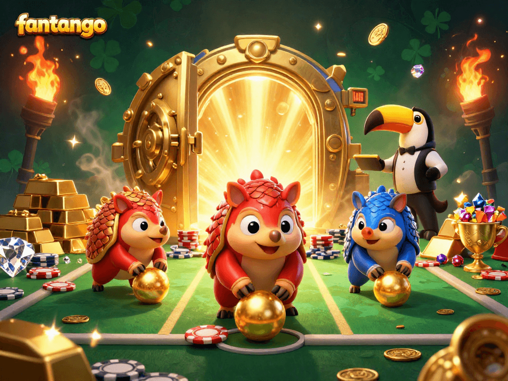 Experience the excitement of fantango with rival pangolins bowling through poker chips!