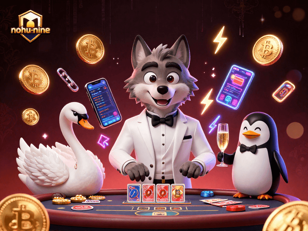 Bet with nohu-nine while enjoying a vibrant baccarat game illustration featuring dynamic casino elements.