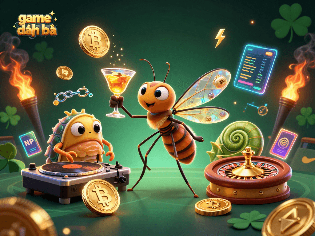 Engage in the thrilling game đánh bài with a vibrant casino scene featuring unique characters and dynamic elements.