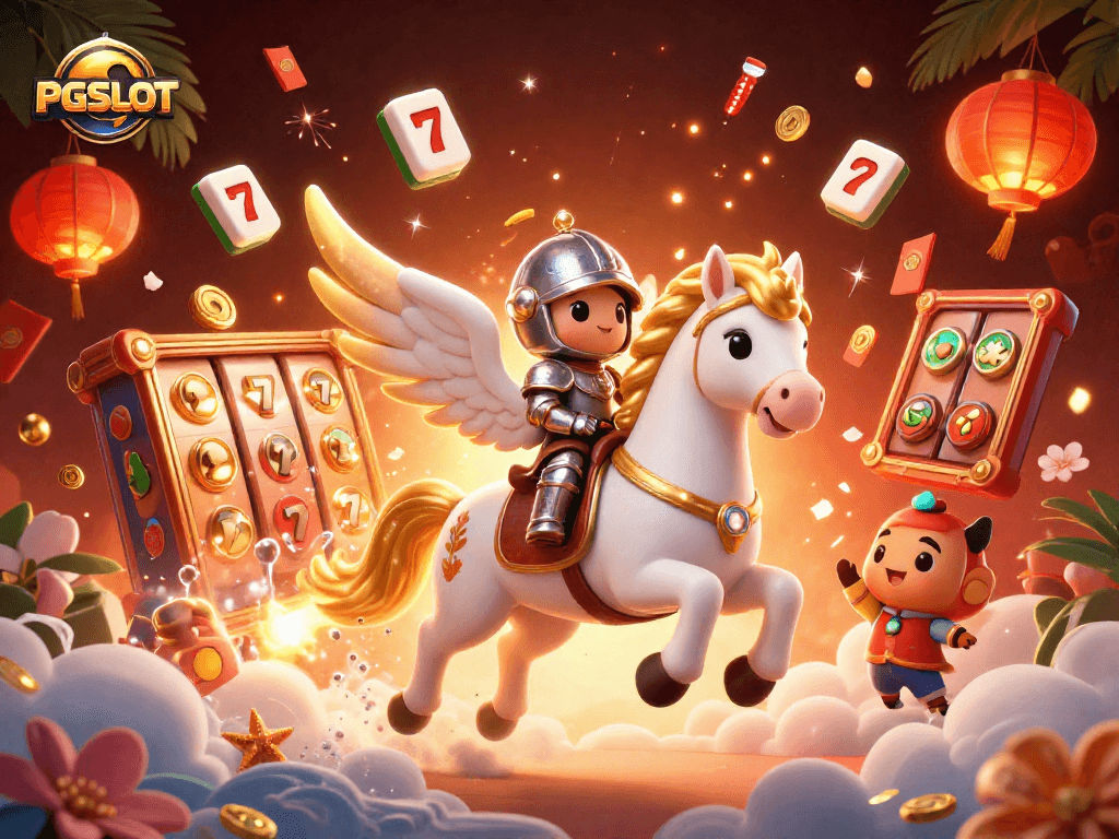 Experience the thrill of PGSLOT with vibrant 3D illustrations of exciting slot games.