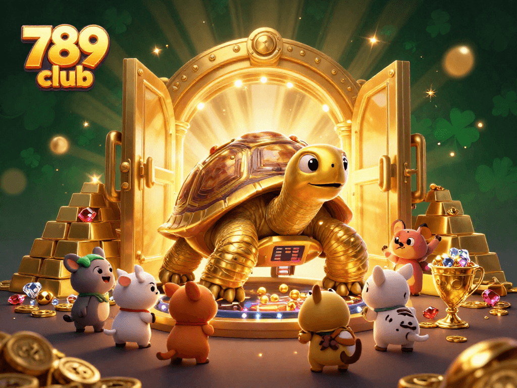 Experience exhilarating gaming adventures at 789 club with a golden tortoise pinball machine scene.