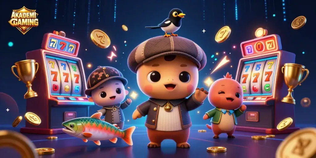 Engage with AKADEMIGAMING's exciting casino adventure with cartoon baby Nessie and friends.
