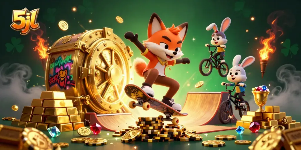 Experience thrilling casino action with the dynamic fox and rabbit in 5jl's stunning world.