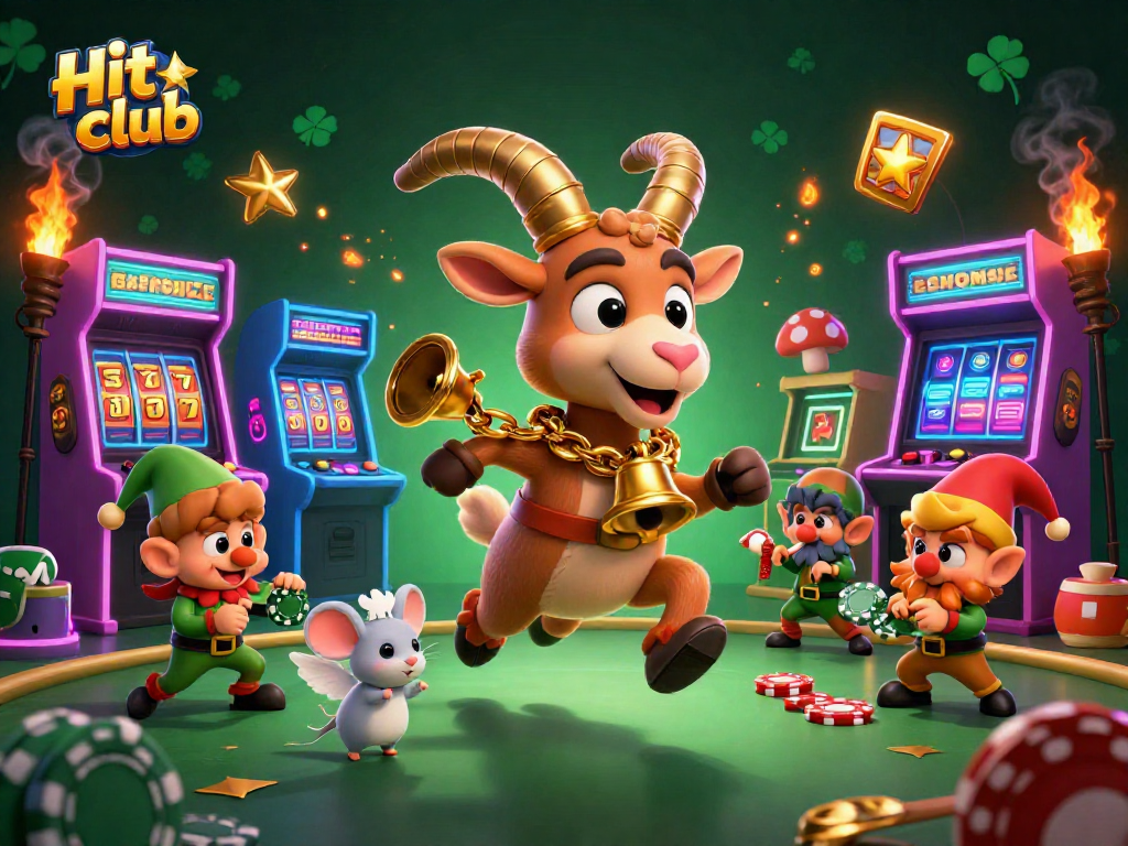 Betting excitement at Hit club with Krampus and mischievous gremlins in a festive casino.