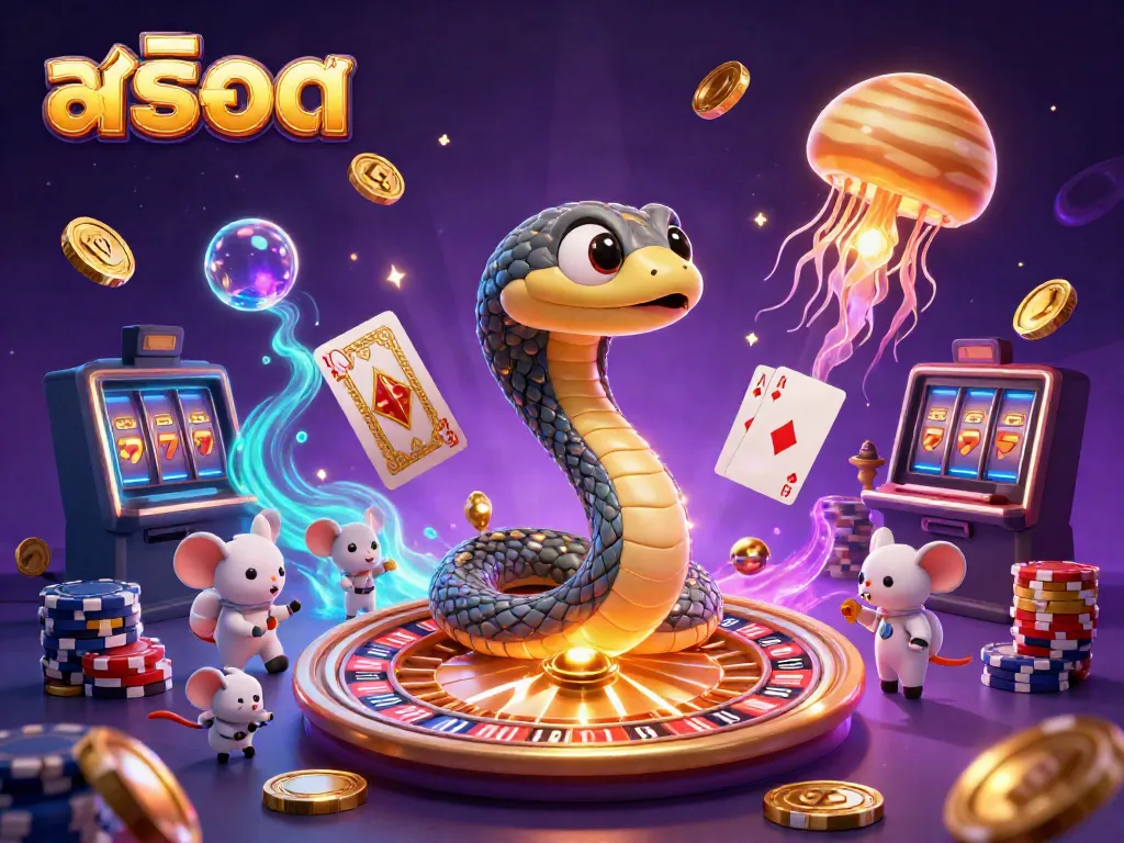 Engage with exciting สล็อต gameplay through this vibrant cosmic casino illustration showing unique slot and roulette elements.