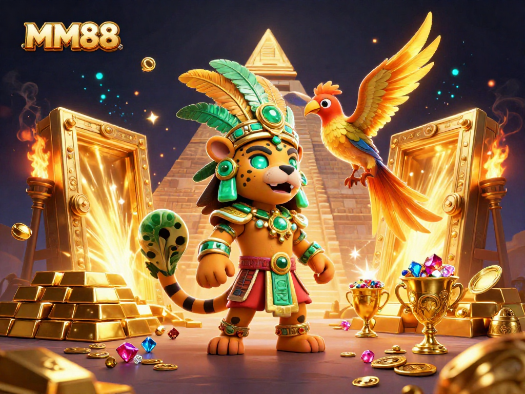 Engage in thrilling gaming action with MM88, featuring vibrant gem-filled treasury and magical elements.
