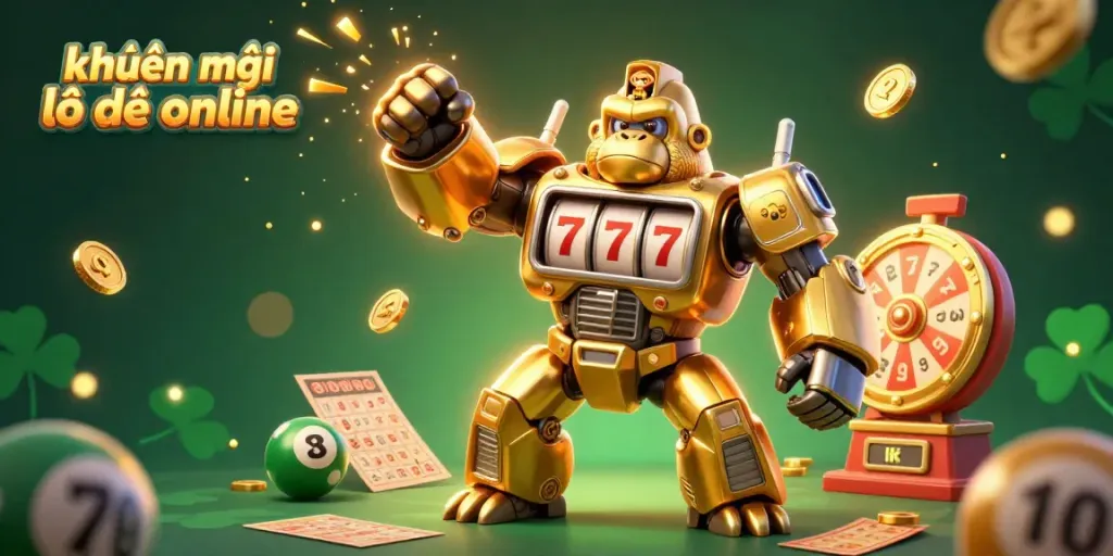Experience exciting khuyến mãi lô đề online with a dynamic 3D illustrated casino scene full of thrilling lottery elements.