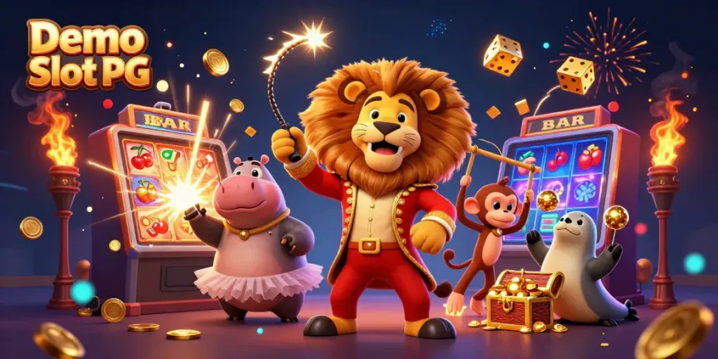 Experience the thrill of Demo Slot PG with vivid characters and captivating jackpots in this dynamic illustration.