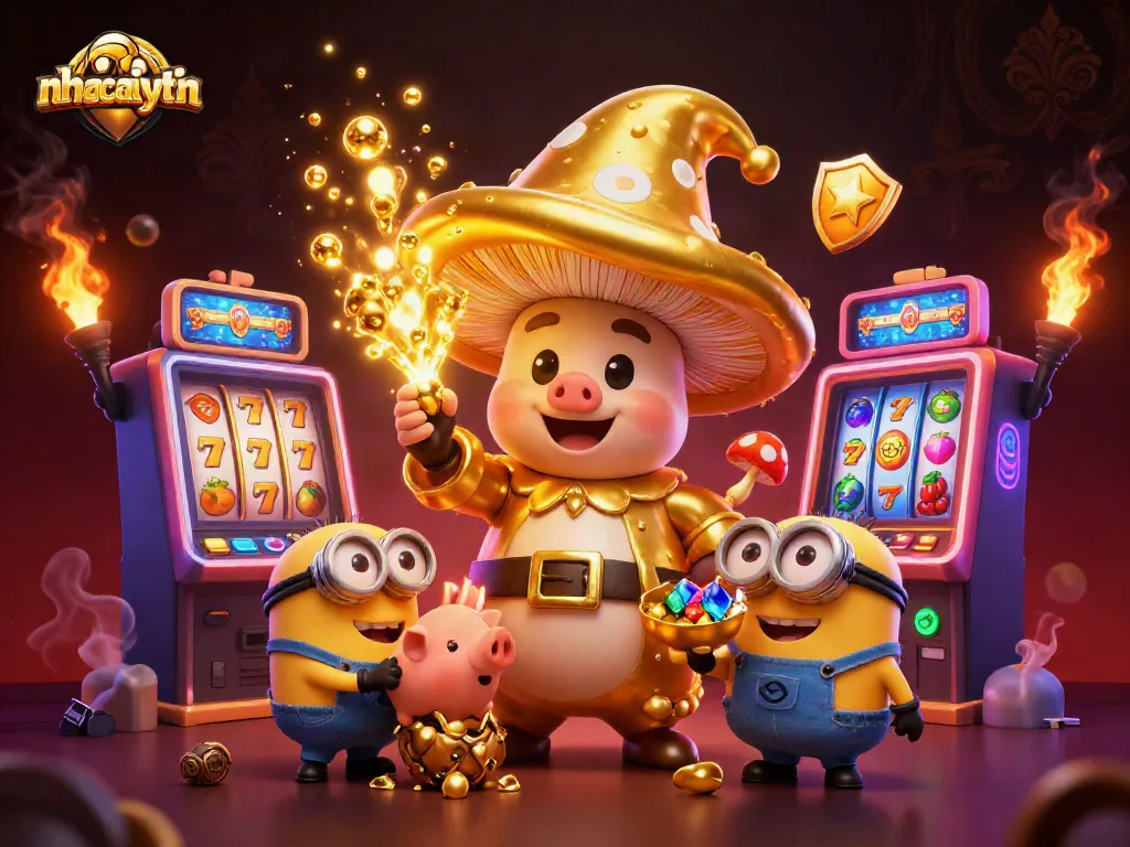 Engage in winning strategies with nhacaiuytin's vibrant casino scene featuring gold and gems.
