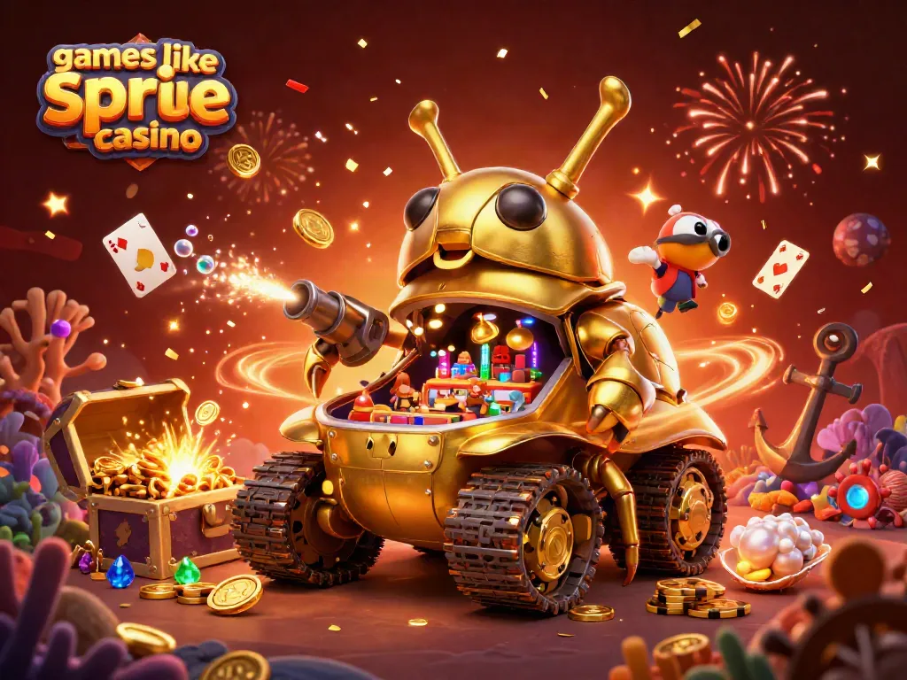Experience excitement with games like spree casino in this immersive, vibrant 3D casino scene.