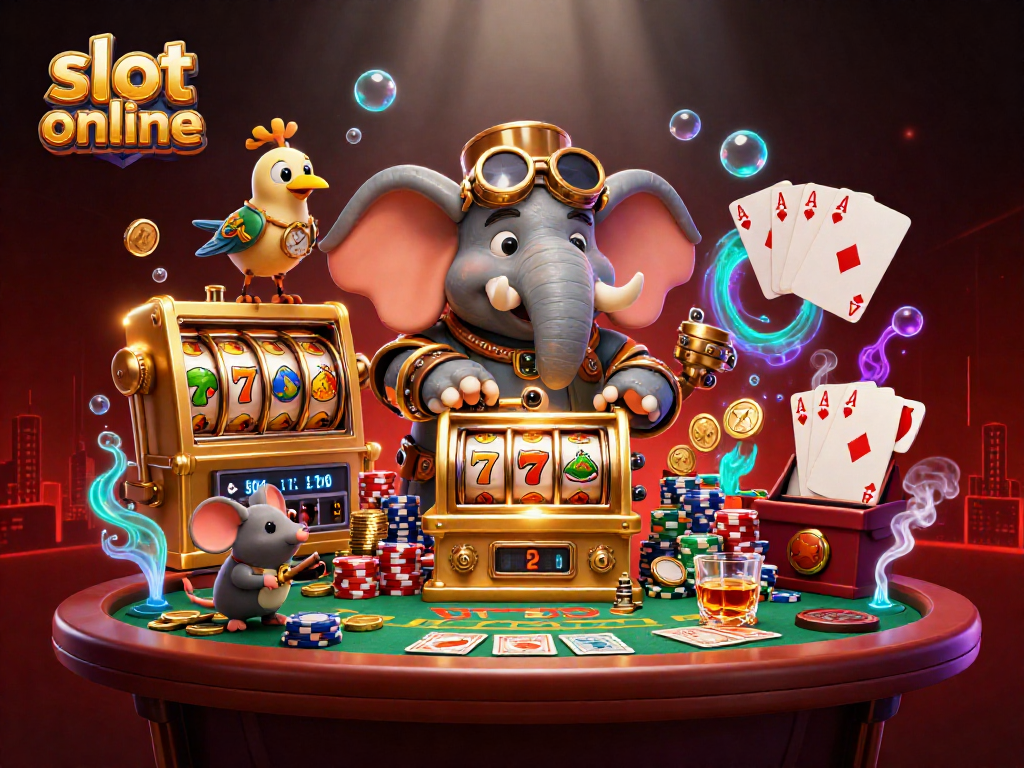 Menangkan permainan slot online yang mengasyikkan dengan gulungan slot, jackpot, dan simbol buah.