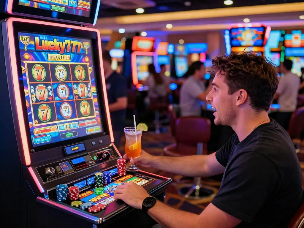 Exciting Lucky777 gaming experience with vibrant slot machine and casino atmosphere