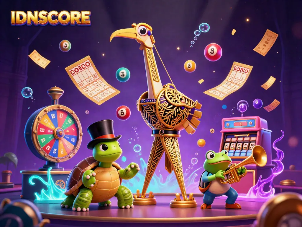 Play and win exciting casino games with IDNSCORE in a vibrant speakeasy scene.