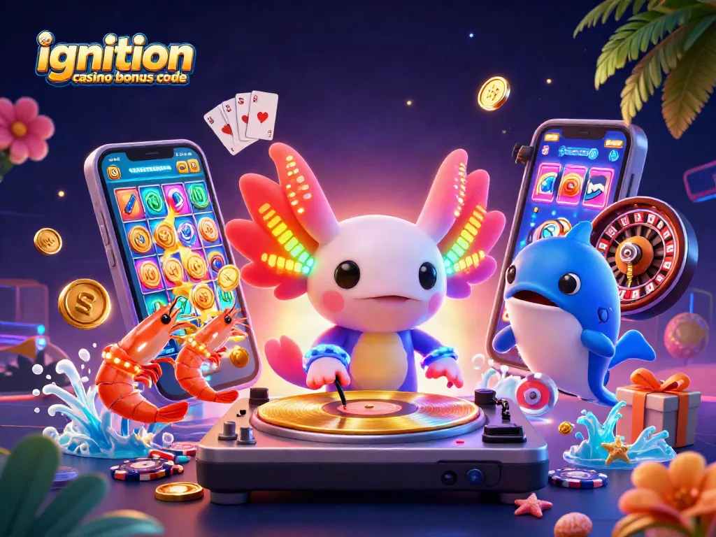 Spin wins with Ignition Casino Bonus Code in a vibrant underwater party scene.