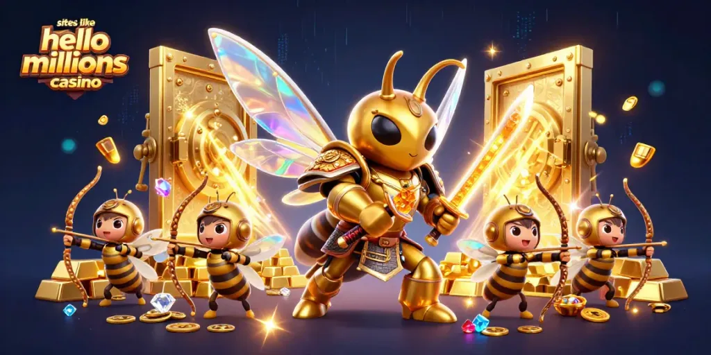 Engage with thrilling gameplay at sites like Hello Millions Casino, featuring vibrant illustrations of casino adventures.