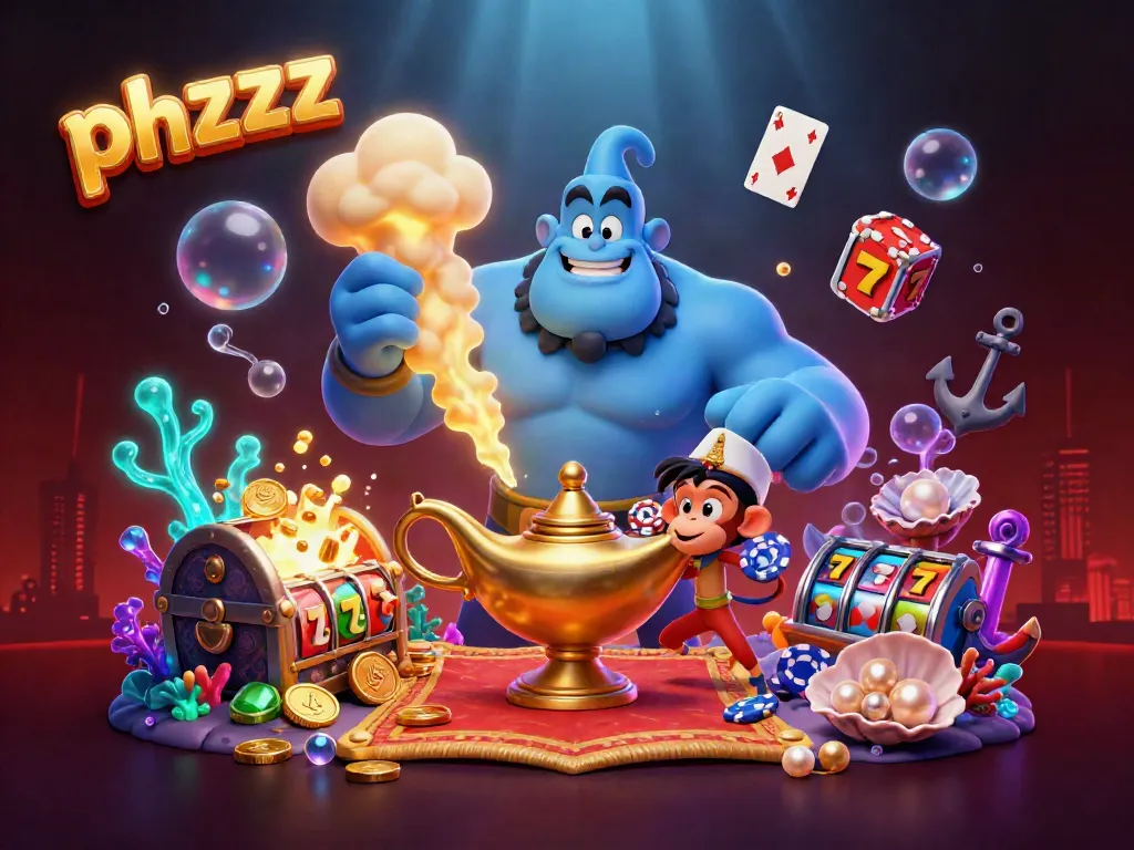 Experience the thrilling world of phzzz with a vibrant casino-themed illustration full of action.