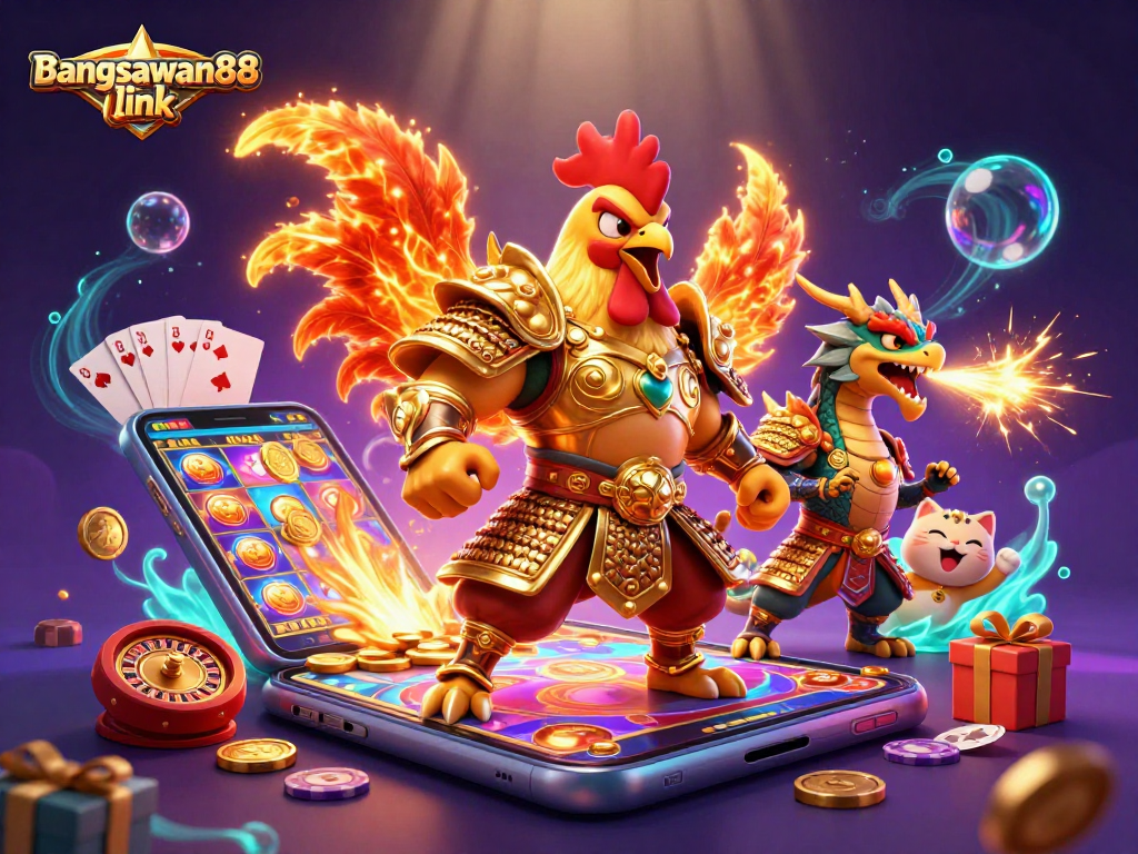 Experience thrilling action with bangsawan88 link in this vibrant, detailed casino illustration