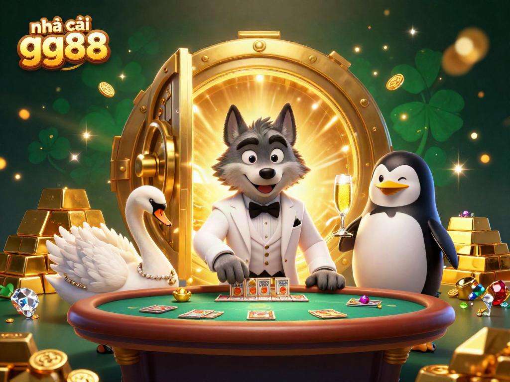 Experience the vibrant atmosphere of nhà cái gg88 with lively characters showcasing a thrilling baccarat scene.