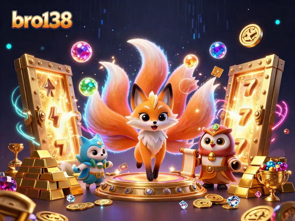 Experience the enchanting world of bro138 by spinning vibrant slots with animated characters and treasure.