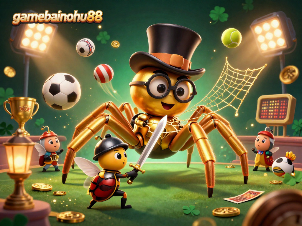 Engage with gamebainohu88 as a giant tarantula spins a web of gold, highlighting thrilling sports action.