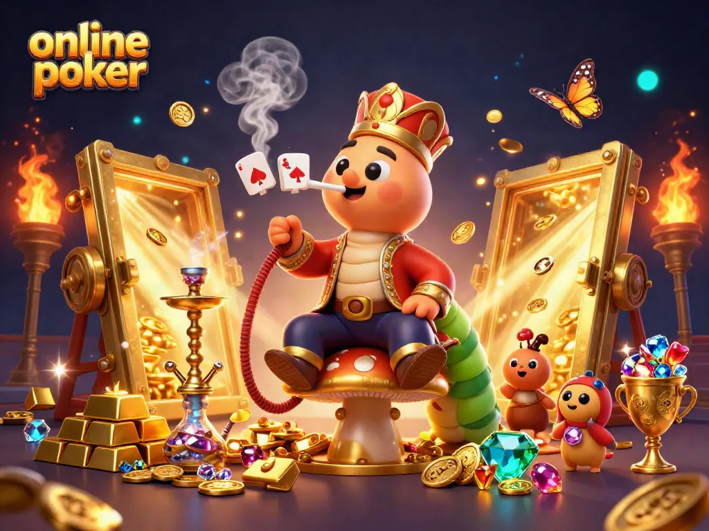 Engaging action of online poker with symbols, fortunes, and excitement highlighted.