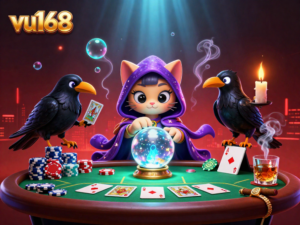 Place bets and win big at vu168 with vibrant casino characters and elements in an engaging scene.