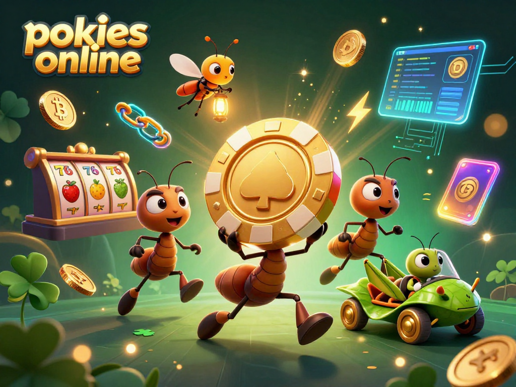 Engage with pokies online as cartoon ants embark on a heist featuring giant poker chips and crypto elements.