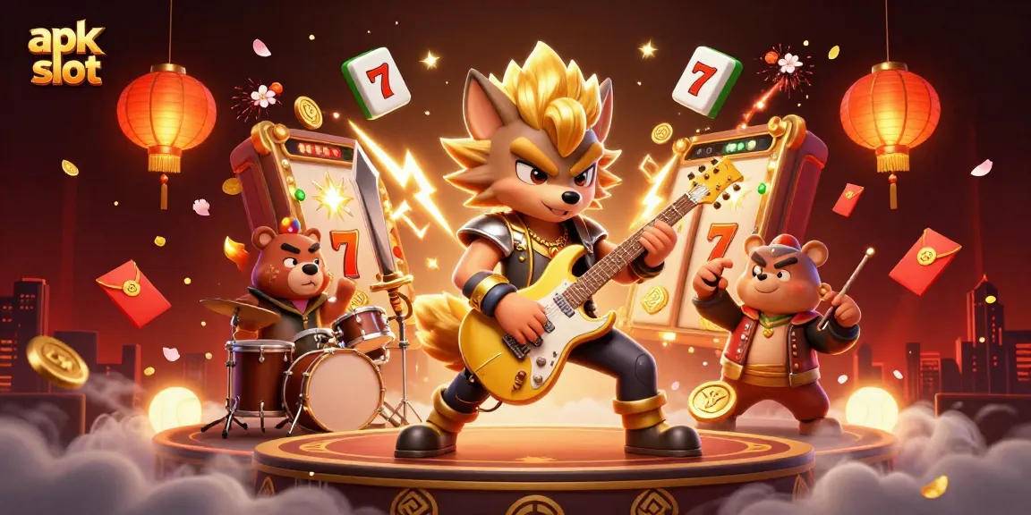 Memenangkan apk slot dengan gambar ilustrasi kasino berwarna-warni dan elemen keberuntungan.