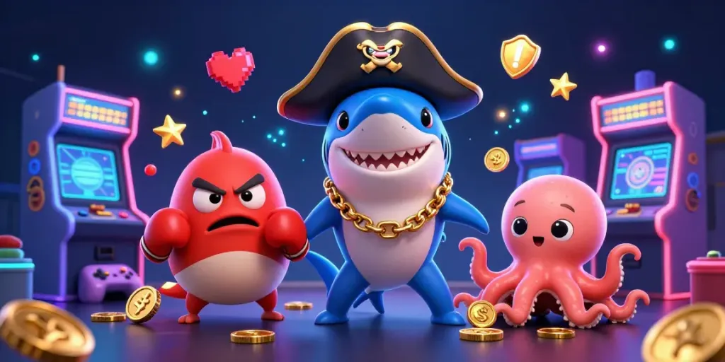 Kaisarjudi brings excitement with cartoon pirate shark and friends in a lively casino scene.