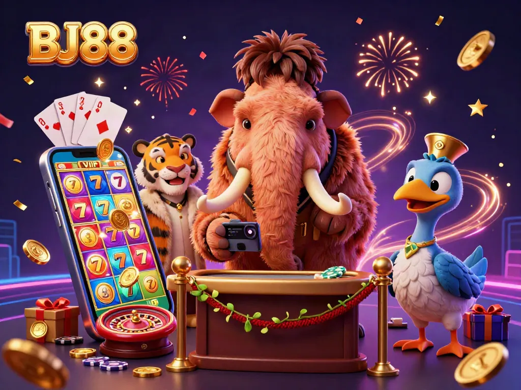 Experience thrilling casino action at BJ88 with vibrant characters and exciting game elements.