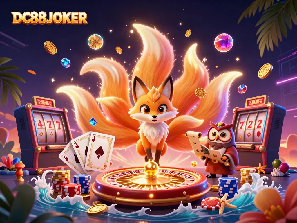 Engage in gaming excitement with DC88JOKER's captivating characters and vibrant casino elements.