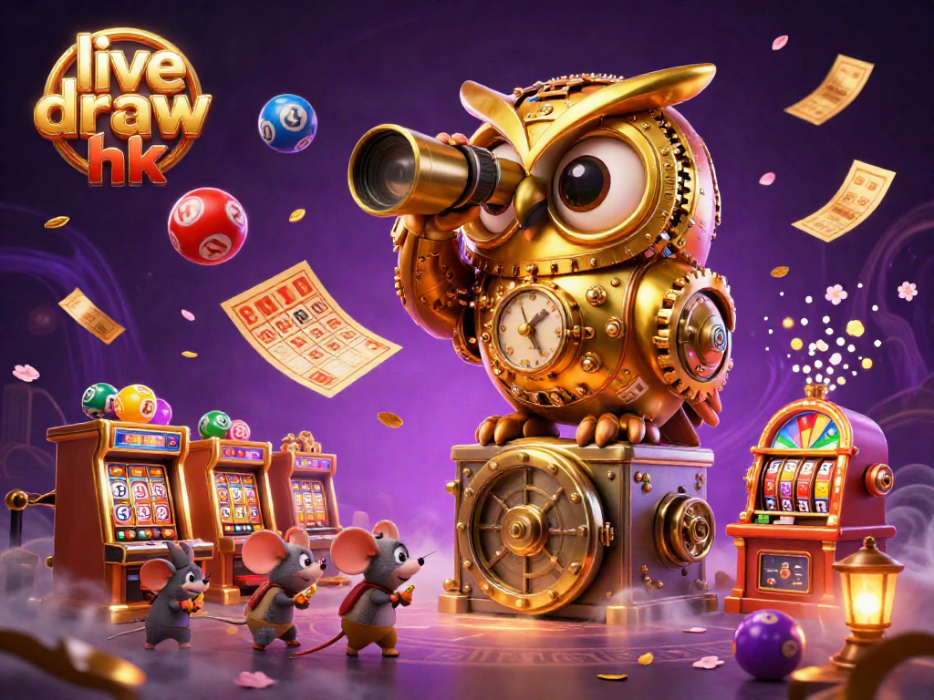 Experience the thrill of live draw hk with cartoon characters in a vibrant casino scene.