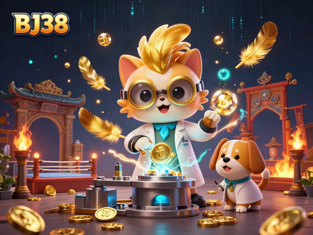 Engage in thrilling gameplay with BJ38's vibrant 3D casino scene full of action and excitement.