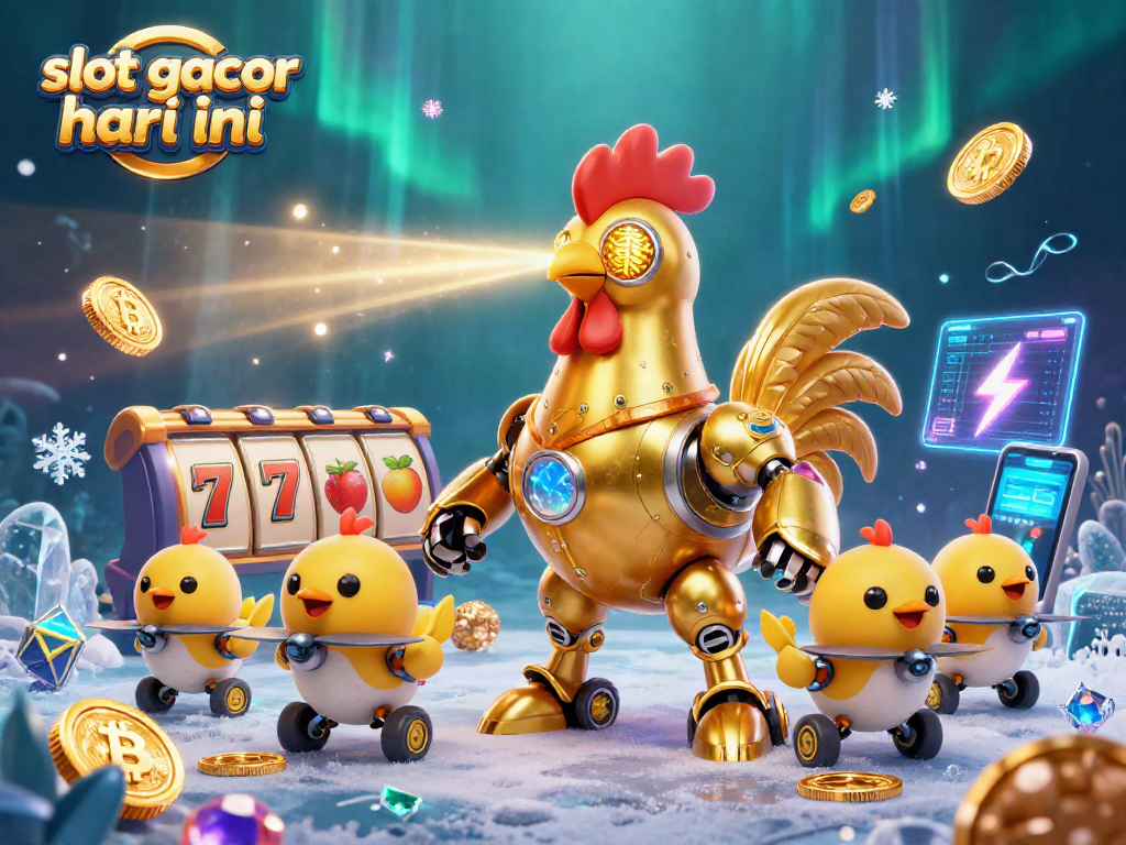 Experience the excitement of slot gacor hari ini with a dynamic 3D illustration filled with vibrant casino elements.