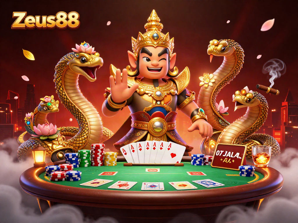 Engage with Zeus88's thrilling poker action featuring vibrant characters and gameplay.