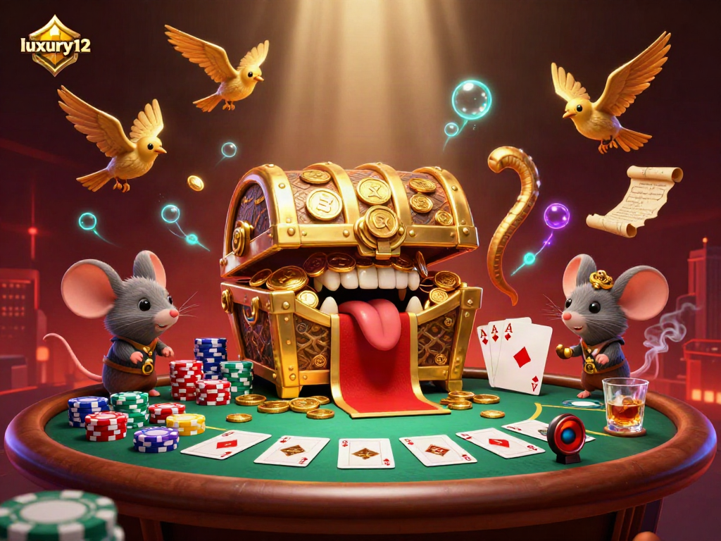 luxury12 showcases a lively poker scene, featuring unique characters and vibrant casino elements