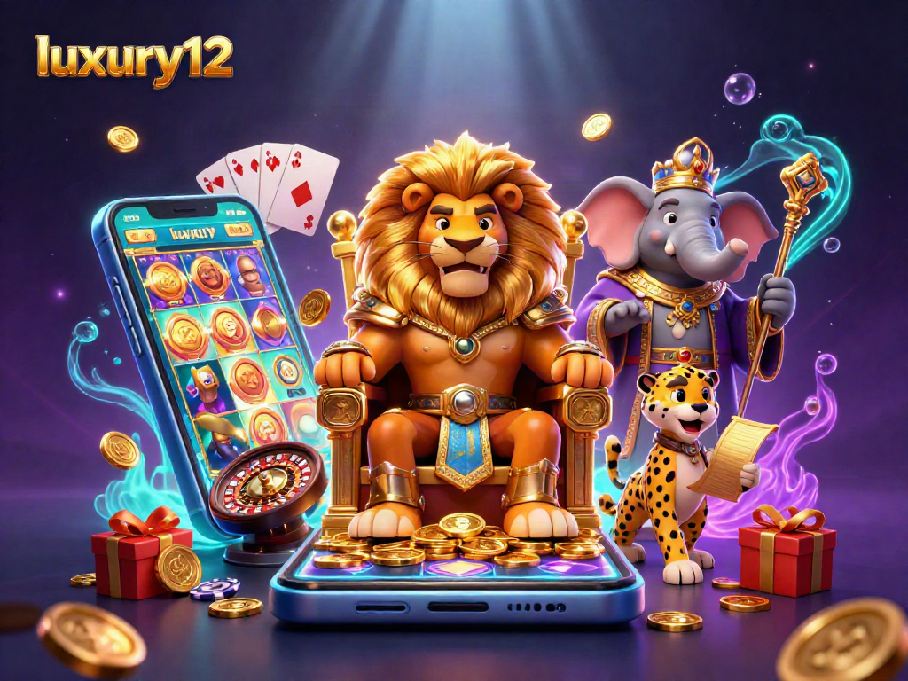 Experience thrilling gameplay at luxury12 with a vibrant scene of gaming characters and casino elements.