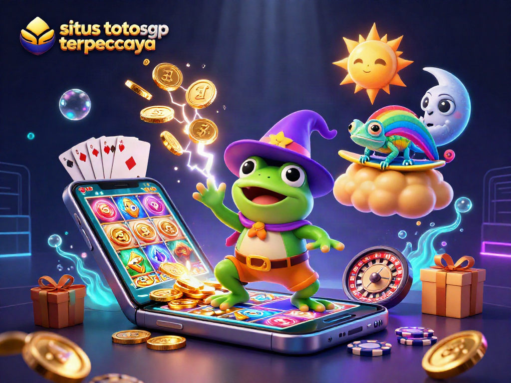 Experience the thrill of situs toto sgp terpercaya as a weather wizard frog conjures winning storms of coins.