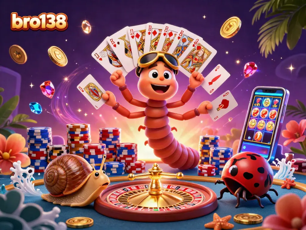 Experience the thrill with bro138, showcasing high-energy casino fun and vibrant characters.