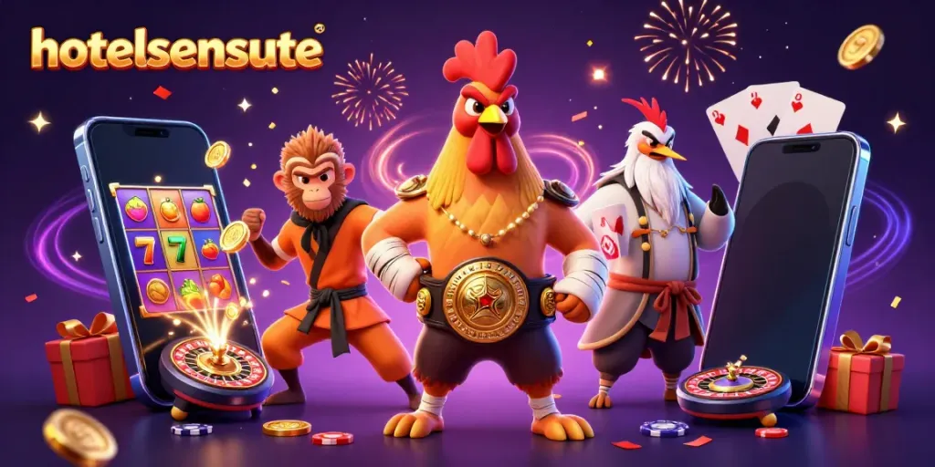 Winning with hotelsensunte through vibrant slots action and engaging characters in an exciting casino scene.