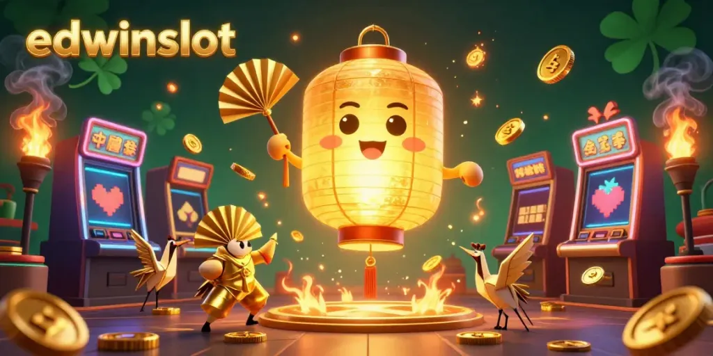 Engage with edwinslot's immersive world of colorful slot machines and golden lantern spirits.