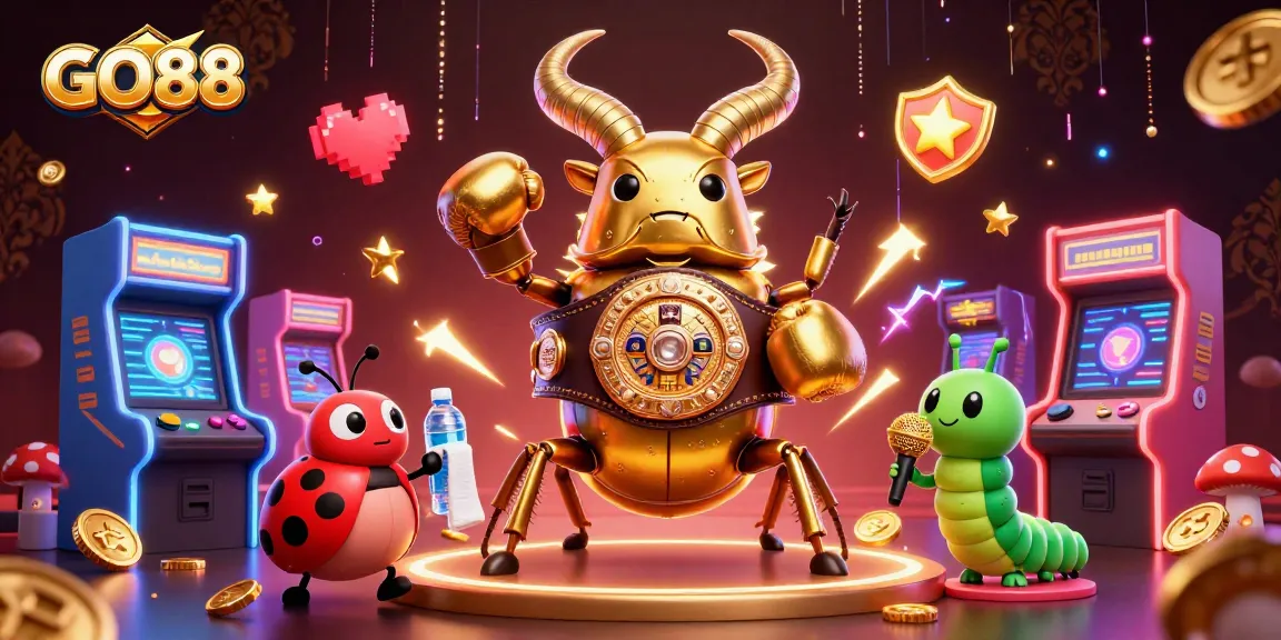 Engage with GO88's vibrant casino world through this colorful 3D illustration, featuring fun gaming elements.
