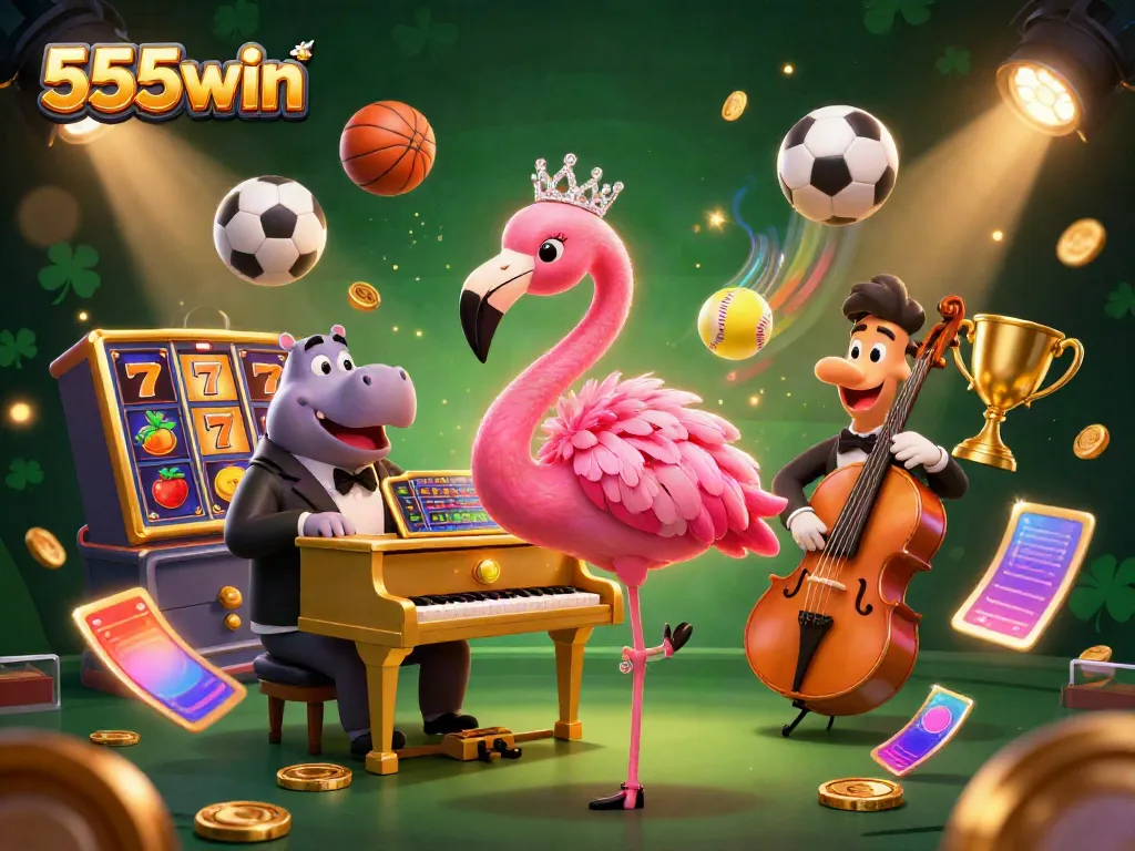 Experience the excitement of 555win slots with vibrant casino characters and dynamic game elements.