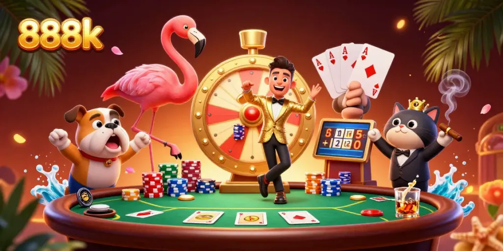 Experience the excitement of 888k casino gaming with vibrant characters and dynamic action.